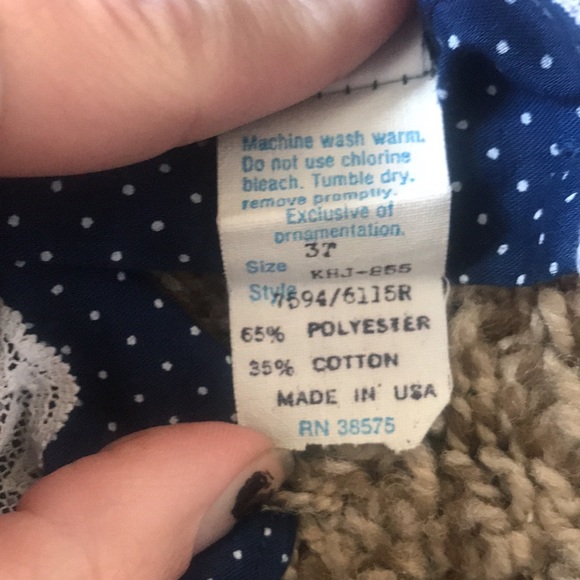 Vintage 80s 90s Girl Toddler Blue Polka Dot Ruffled Dress White Lace Collar &Bow - Picture 11 of 12